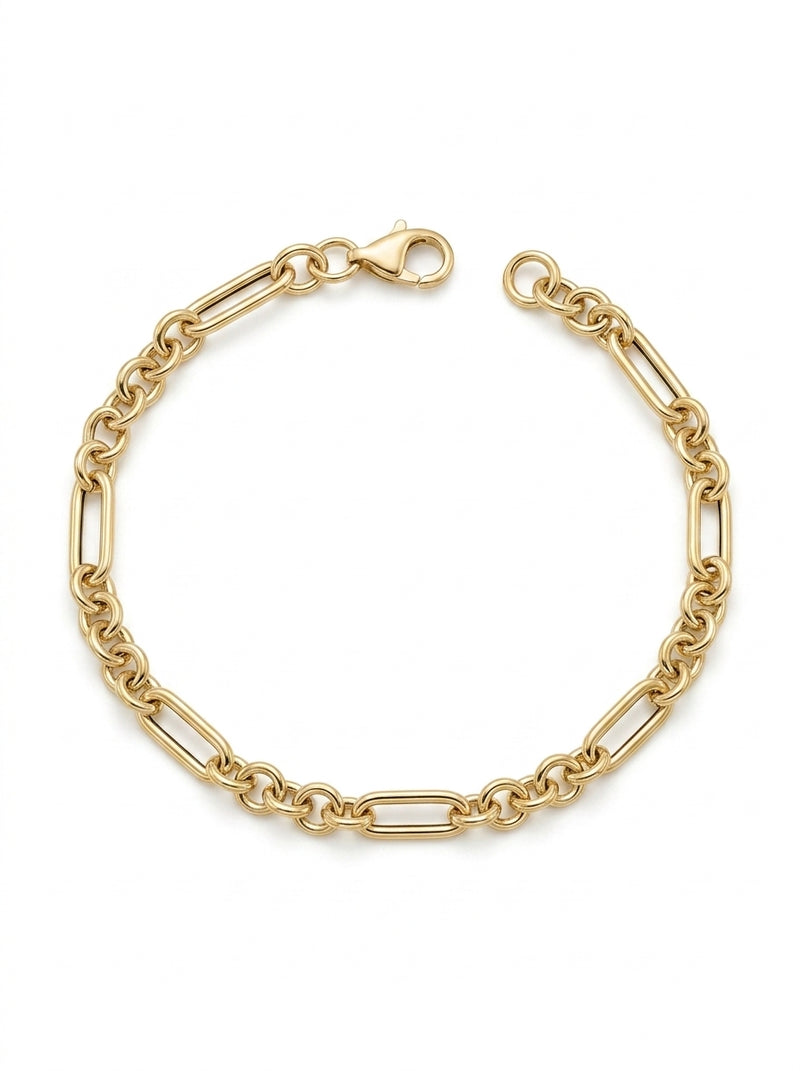 Pulsera de oro amarillo 14k tejido de eslabones mod 5510 18 cm