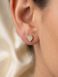 Aretes de oro 14K diseño de corazón con circonias Mod LM5422