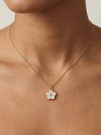 Gargantilla de oro 10k diseño de margarita madre perla Mod 5946 - 45 cm