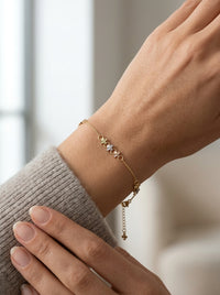 Pulsera de oro florentino 14k diseño de flores Mod LM5147 - 18 cm