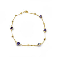 Pulsera de oro 14k de ojos turcos azules