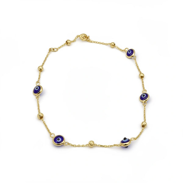 Pulsera de oro 14k de ojos turcos azules