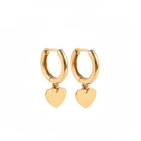 Aretes de oro 14k con colgante de corazón lisos