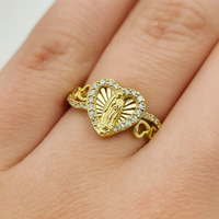 Anillo Virgen de Guadalupe en Corazón en Oro 10k
