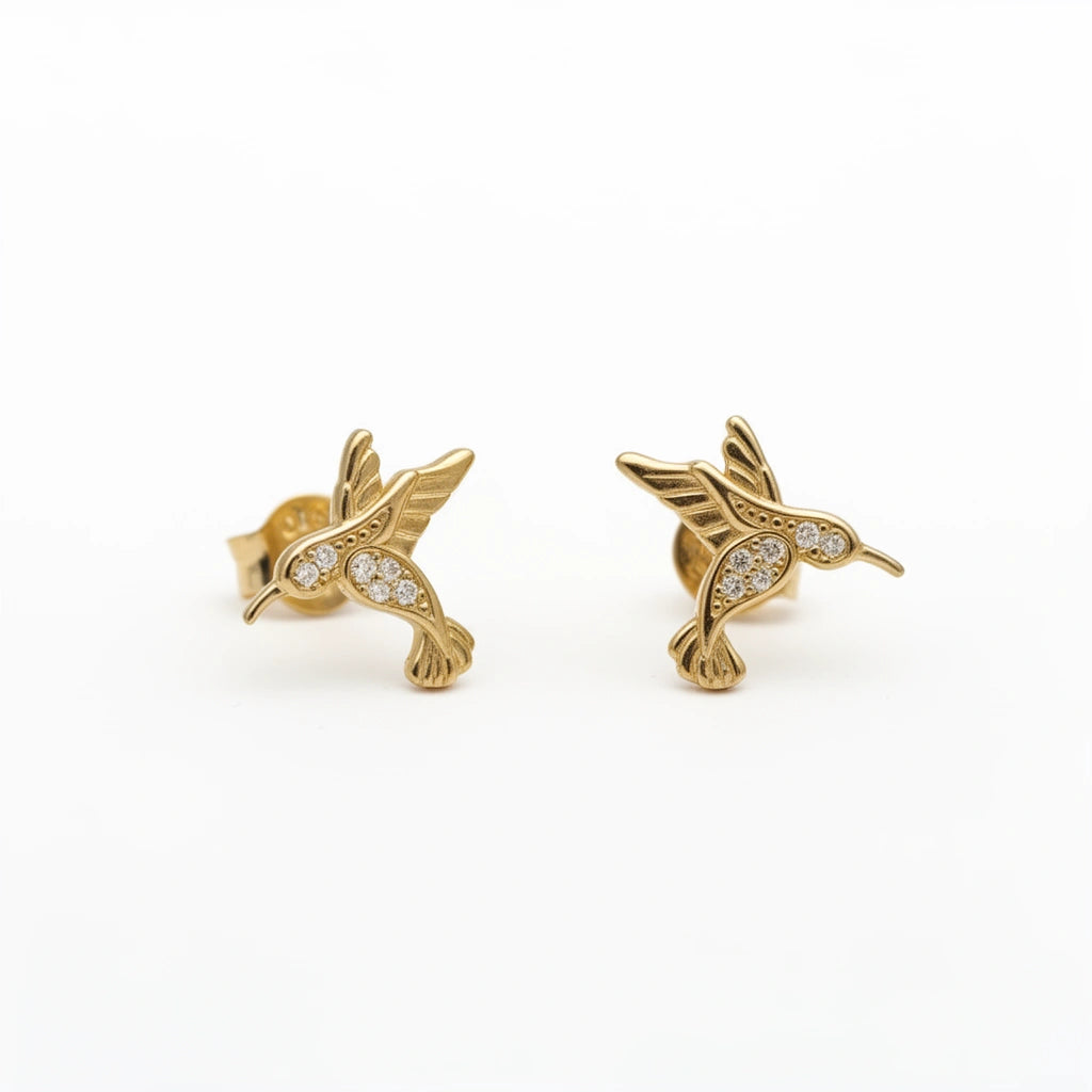 Aretes de colibríes de oro 14k Mod.613