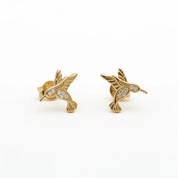 Aretes de colibríes de oro 14k Mod.613