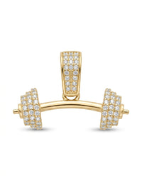 Dije de oro 14k diseño de mancuerna con circonias blancas Mod LM5434 - 1.5 cm C/Reaza