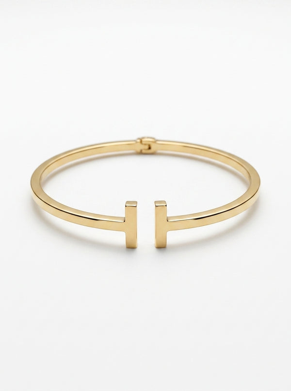 Brazalete de oro 14k tipo diseñador hueco mod 5751 - 18 cm