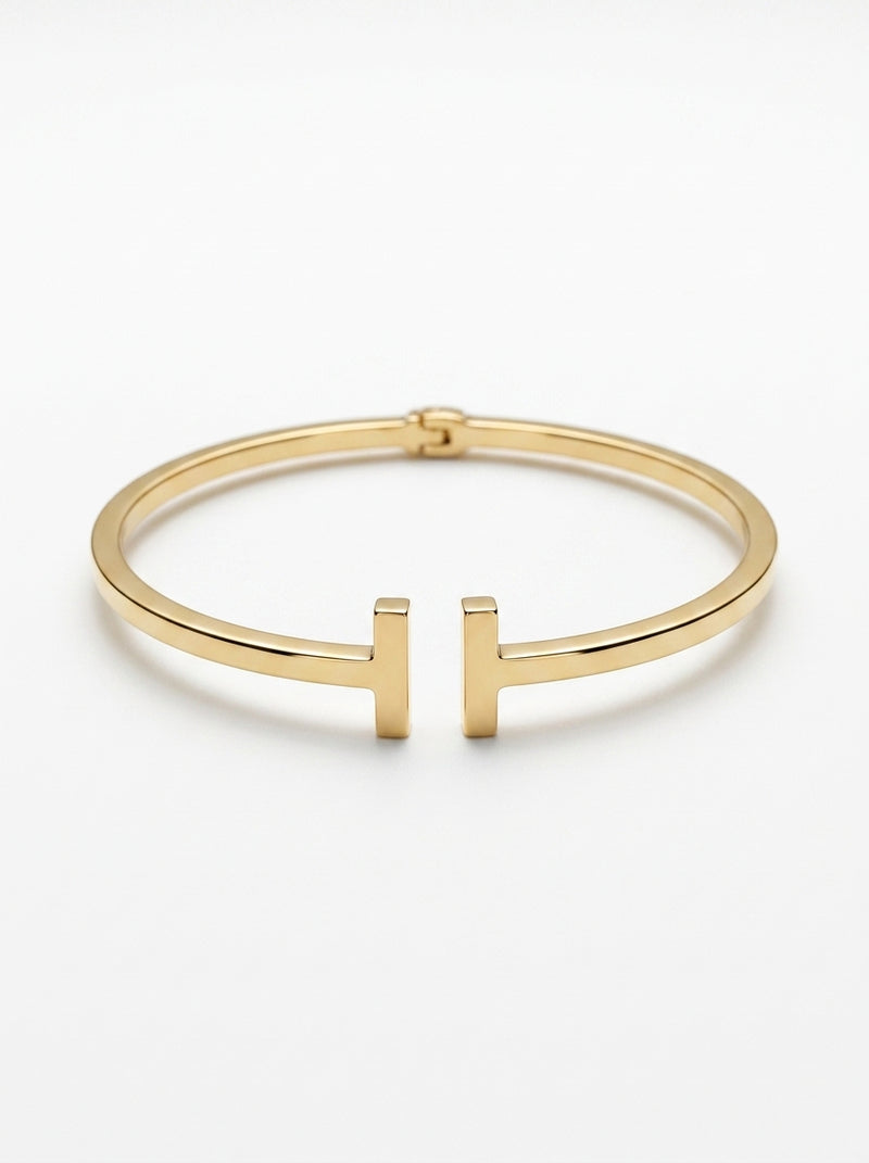 Brazalete de oro 14k tipo diseñador hueco mod 5751 - 18 cm