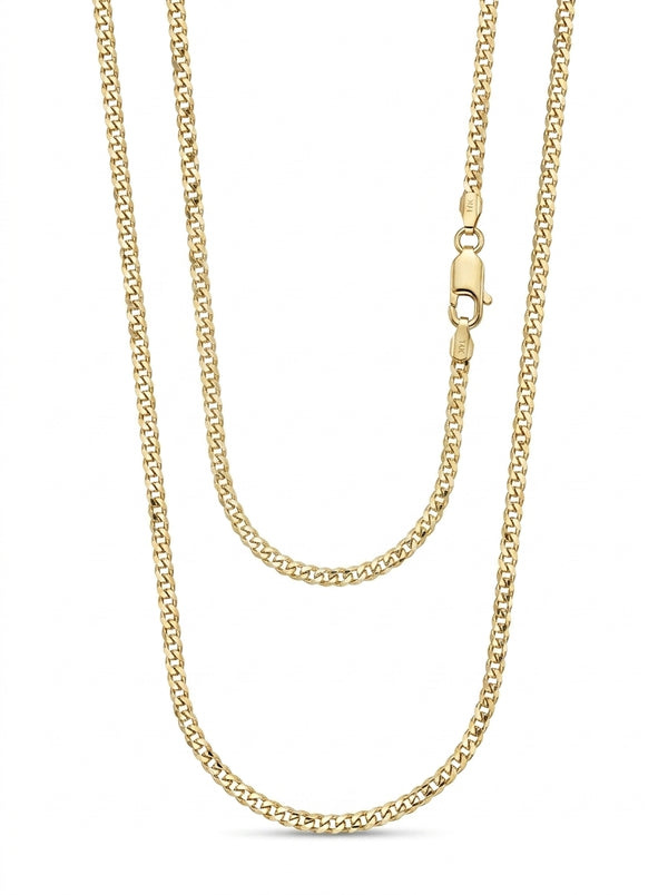 Cadena de oro 14k tejido cubano diamantada sólida mod 5824 - 2 mm
