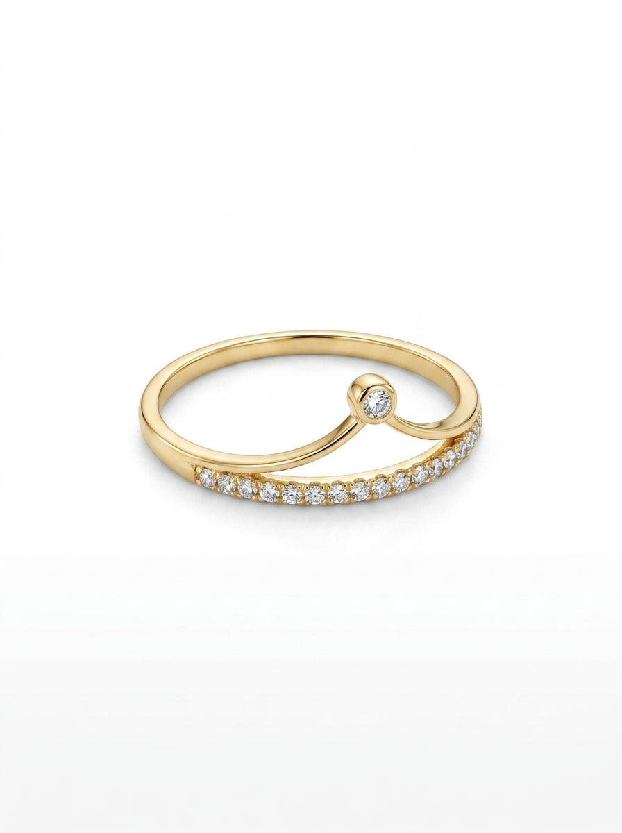 Anillo de oro 10k diseño conexión eterna con circonias Mod 5534