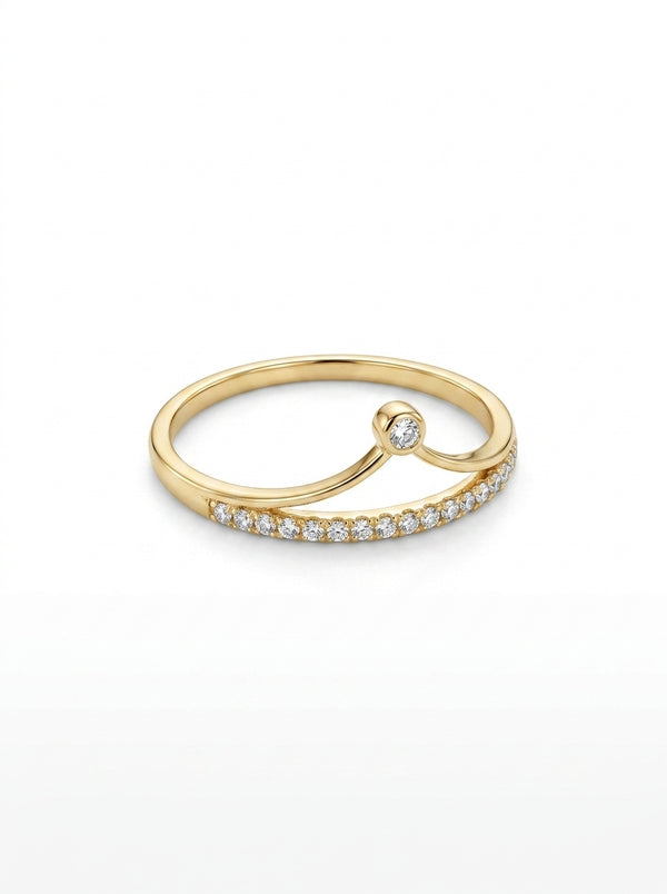 Anillo de oro 10k diseño conexión eterna con circonias Mod 5534