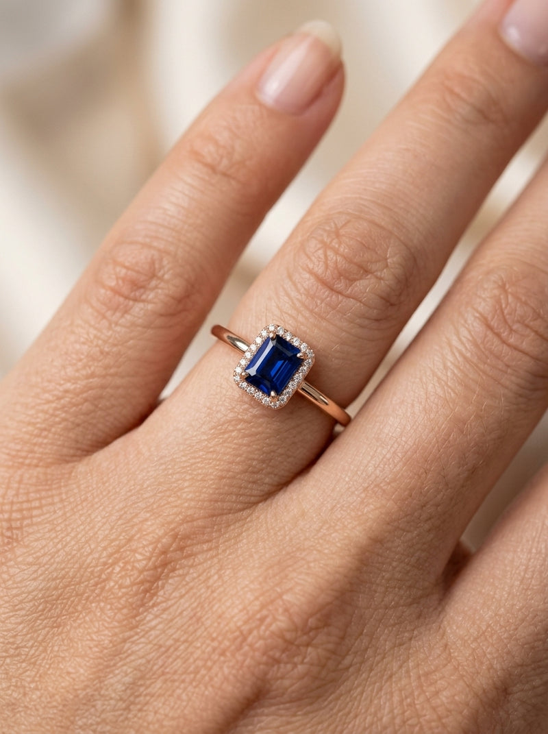 Anillo de oro rosa 14k diseño suspiro celeste con circonias mod 5816
