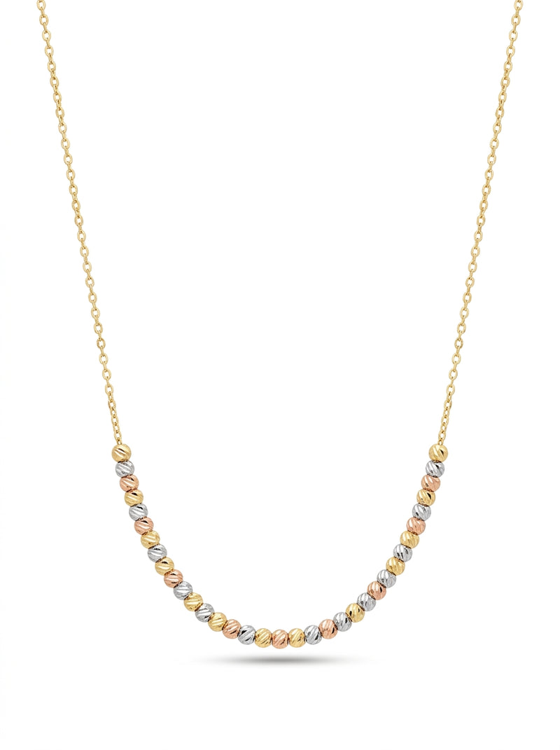 Gargantilla de oro 10k diseño de bolitas florentinas Mod 5695 - 45 cm