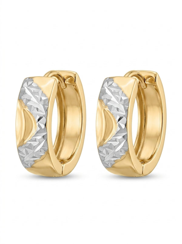 Huggies de oro 14k diseño dos tonos 5619