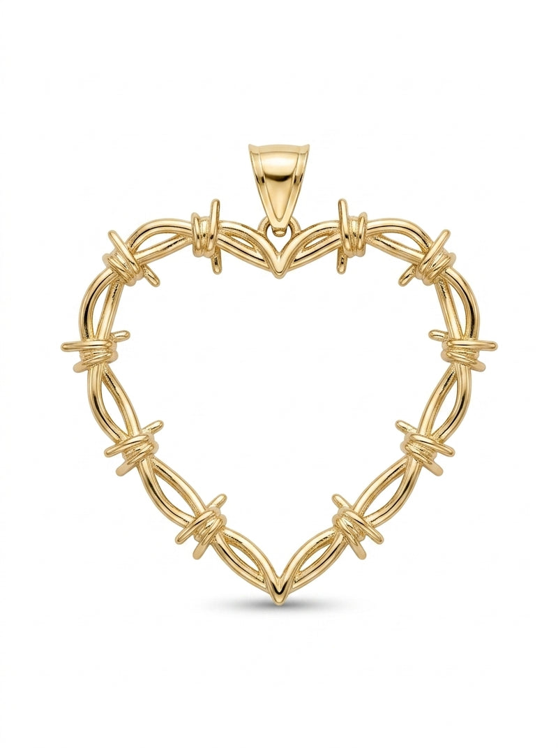 Dije de oro 14k diseño corazón se púas sólido 5647 3.5 cm