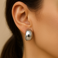 Aretes inflados en Oro blanco 14k Chunky Hoops
