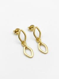 Aretes largos de oro 14k diseño de doble eslabones Mod 5970 - 2.5 cm
