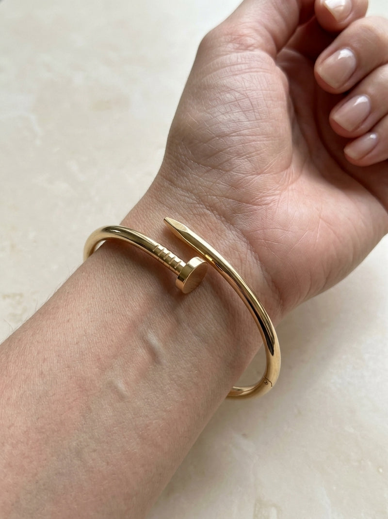 Brazalete de oro 14k diseño de clavo tipo diseñador Mod 5703 - 18 cm