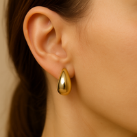 Aretes inflados en Oro amarillo 14k Chunky Hoops