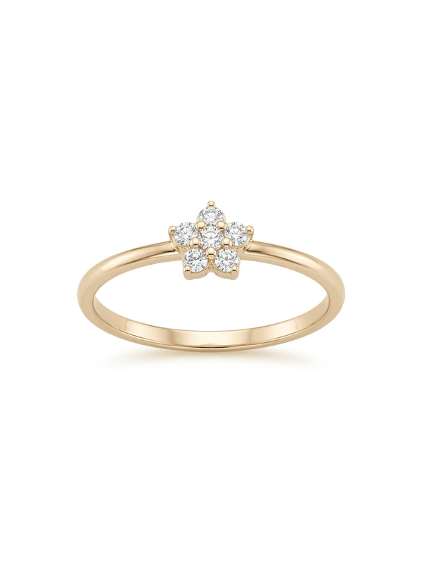 Anillo de oro 14k diseño de flor de circonias mod 5810