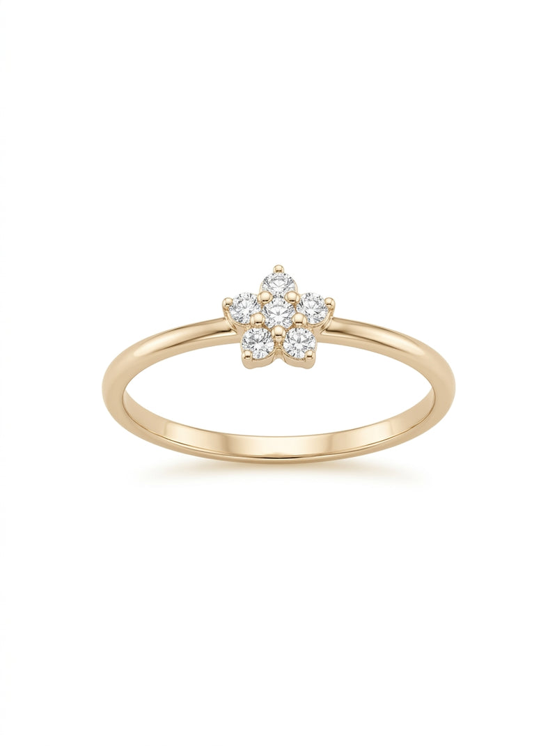 Anillo de oro 14k diseño de flor de circonias mod 5810