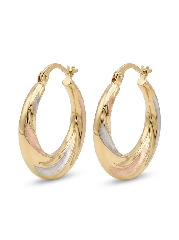 Arracadas de oro florentino 14k infladas Mod 5550- 2 cm