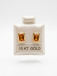 Broquel de oro 10k delgado diseño octa bisel anaranjado(de bolitas) Mod 5665