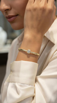 Brazalete baguette con circonias en oro 14k Mod LM5095 - 18 cm