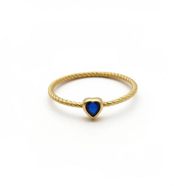 Anillo de oro 14k de corazones azul Mod 5049