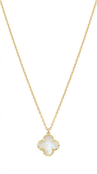 Gargantilla con dije trébol nacar en oro 14k LM6070 - 45 cm