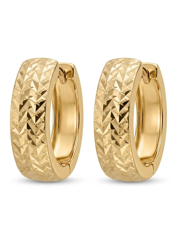 Huggies de oro 14k diseño diamantado 5616