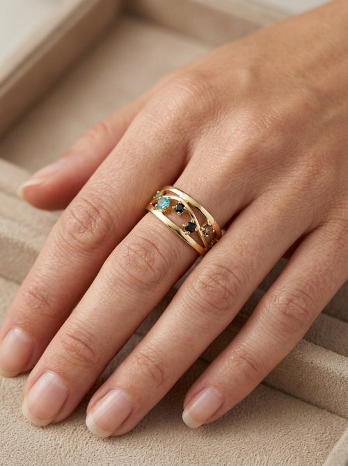 Anillo de Oro 14K Diseño Constelación Mod LM5413
