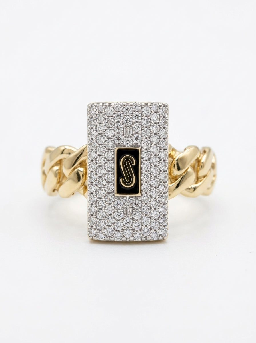 Anillo de oro 14k Mónaco Chain Classic pavé mod 5895