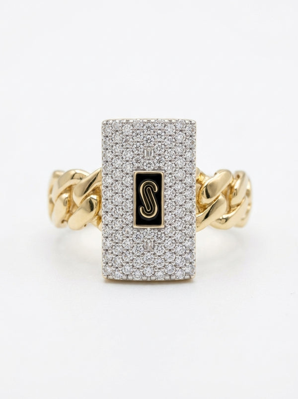 Anillo de oro 14k Mónaco Chain Classic pavé mod 5895