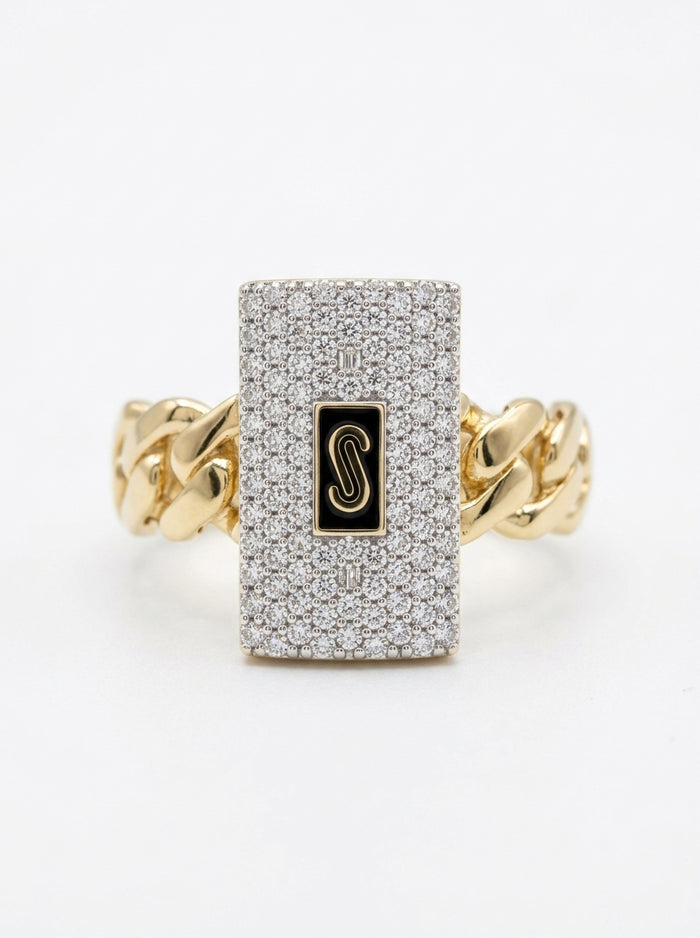 Anillo de oro 14k Mónaco Chain Classic pavé mod 5895
