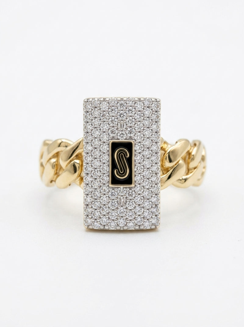 Anillo de oro 14k Mónaco Chain Classic pavé mod 5895