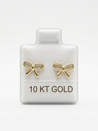 Broquel de oro 10k delgado diseño moño coquete (de bolitas) Mod 5670