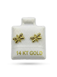 Broquel de oro 14k diseño de mariposas con circonias Mod LM5255 (de bolitas)