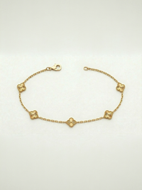 Pulsera de oro 14k de tréboles pequeños dorados de 18 cm x 8mm Mod. LM 5012