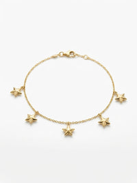 Pulsera de oro 14k diseño de estrellas Mod LM537 - 18 cm