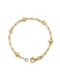 Pulsera de oro 10k diseño de clip con corazones y llaves Mod LM5175- 18 cm
