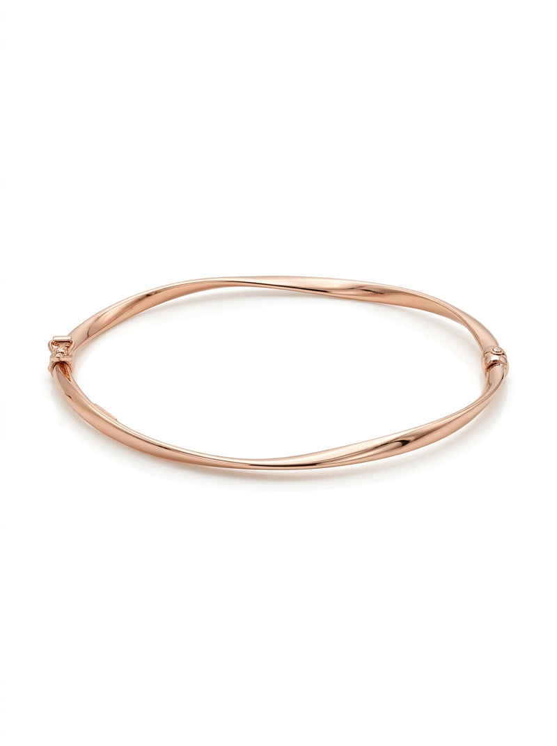 Brazalete de oro rosa 14k  hueco diseño torcido Mod 5571 - 18 cm