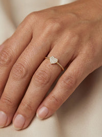 Anillo de oro 10k diseño de corazón con bolitas mod 5949