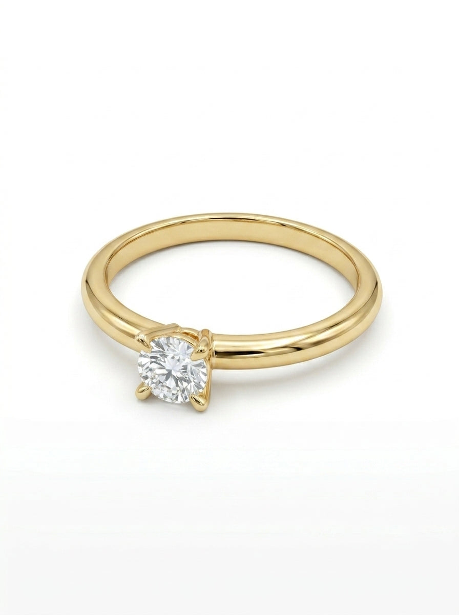 Anillo solitario de oro amarillo 14k con diamantes de laboratorio Mod 5483