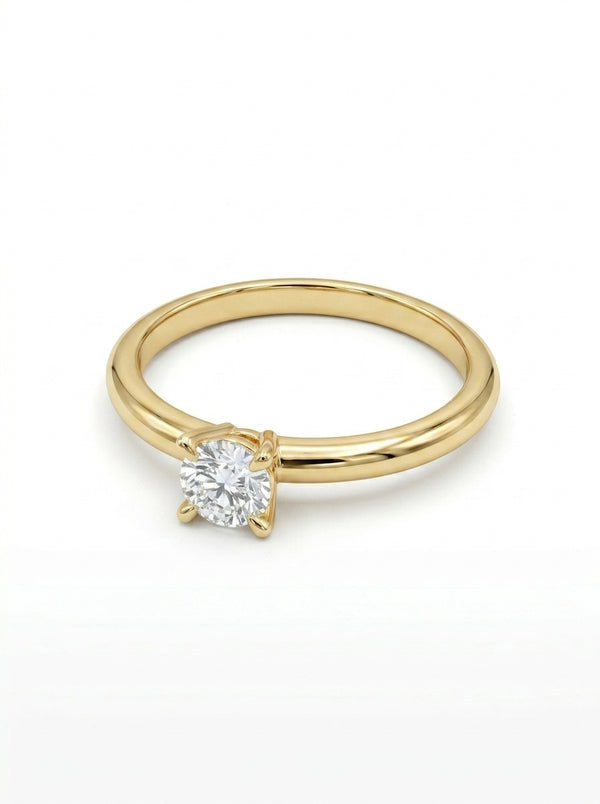 Anillo solitario de oro amarillo 14k con diamantes de laboratorio Mod 5483