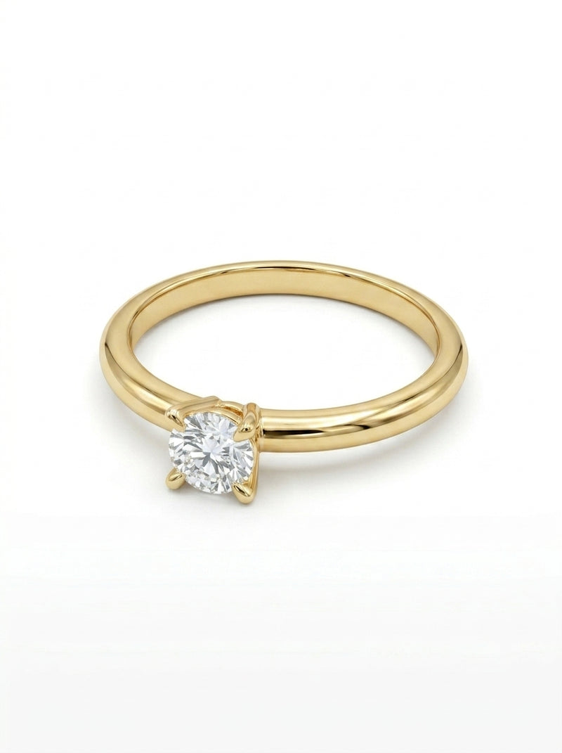 Anillo solitario de oro amarillo 14k con diamantes de laboratorio Mod 5483