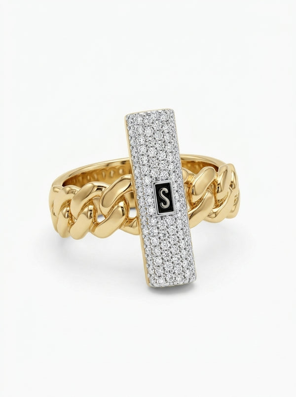 Anillo de oro 14k Mónaco Chain Classic pavé mod 5890