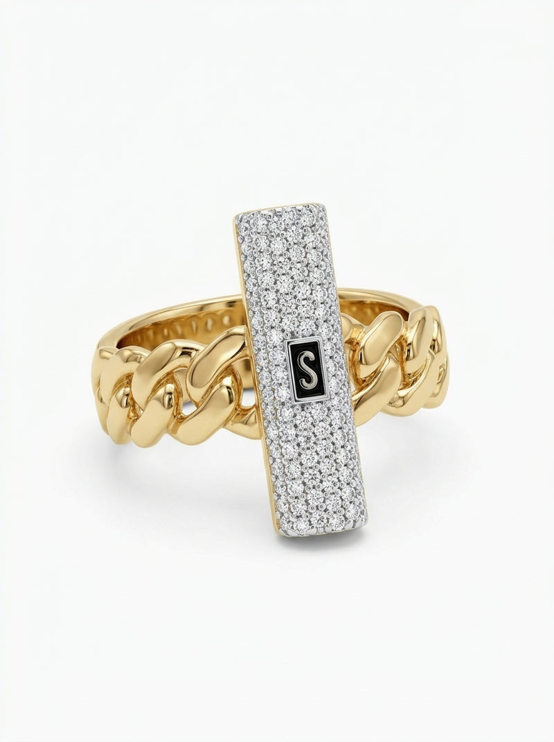 Anillo de oro 14k Mónaco Chain Classic pavé mod 5890