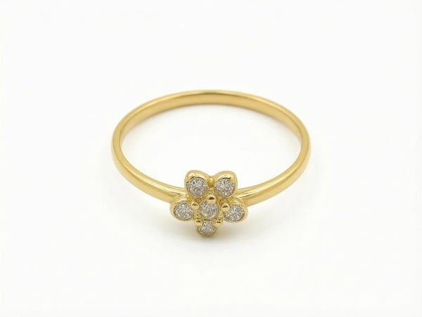 Anillo de oro 14k diseño de flor con circonias Mod LM5117